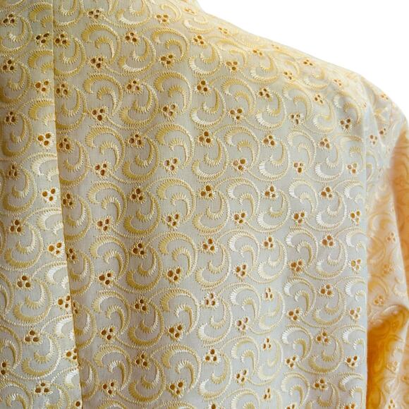 Sag Harbor Eyelet Jacket Lined 16P Yellow Button Down 3/4 Sleeve Office Chic - Picture 9 of 10